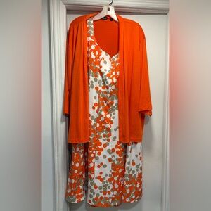 Ronni Nicole Orange and White Polka Dot Midi Dress Size 22 W